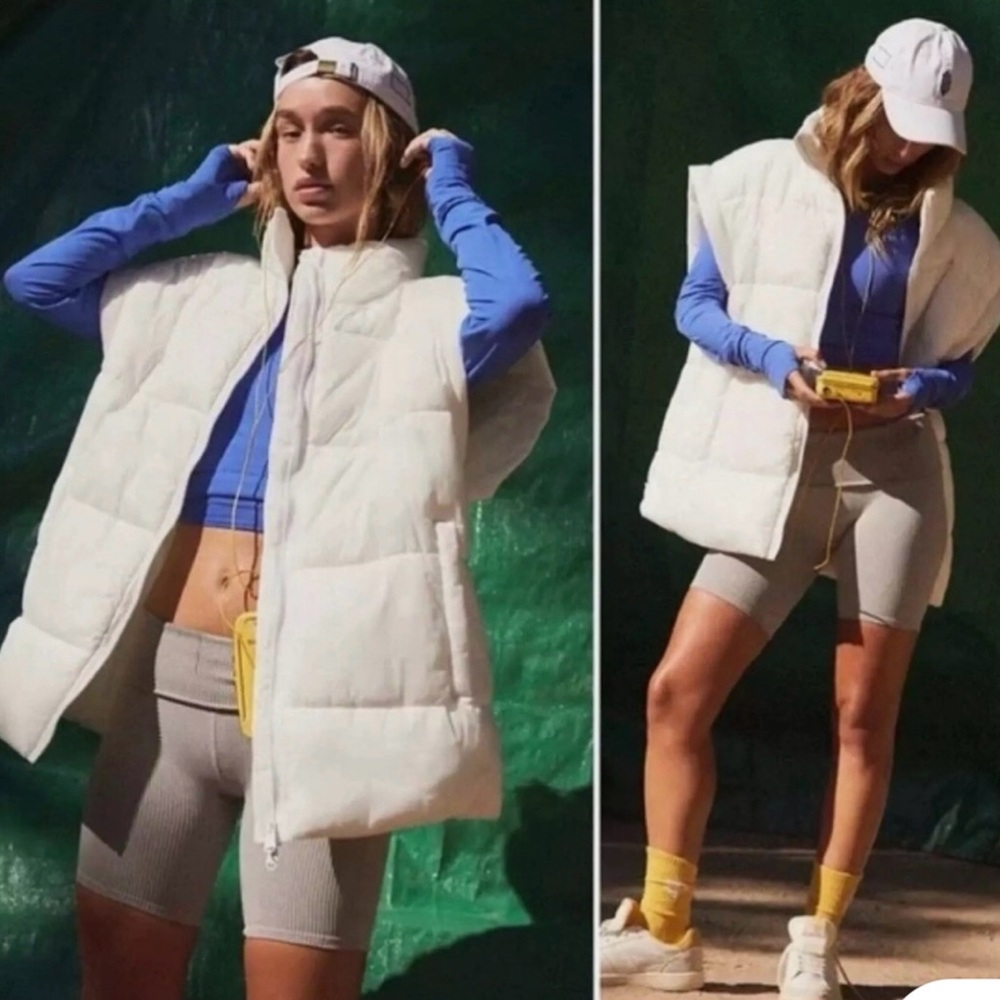 NWT Free People Movement Bubble Puffer Vest Jacket Size XS(OVERSIZED) in White